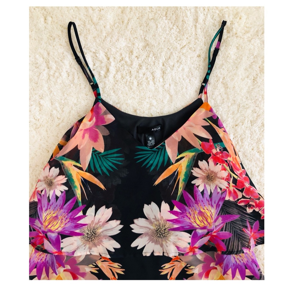 {Aqua} Vibrant Floral hi-low hem dress - Picture 11 of 13